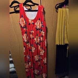 Piphany Red Floral Maxi Dress